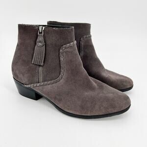 Jack Rogers Dylan Waterproof Ankle Bootie Womens 9.5M Gray Suede Leather Western